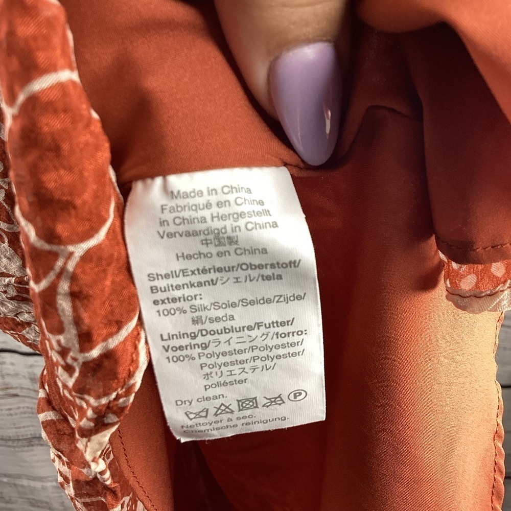 MADEWELL SIZE 2 MINI DRESS SILK TIE FRONT FALL SUNFLOWER‎ GUC - Picture 15 of 15
